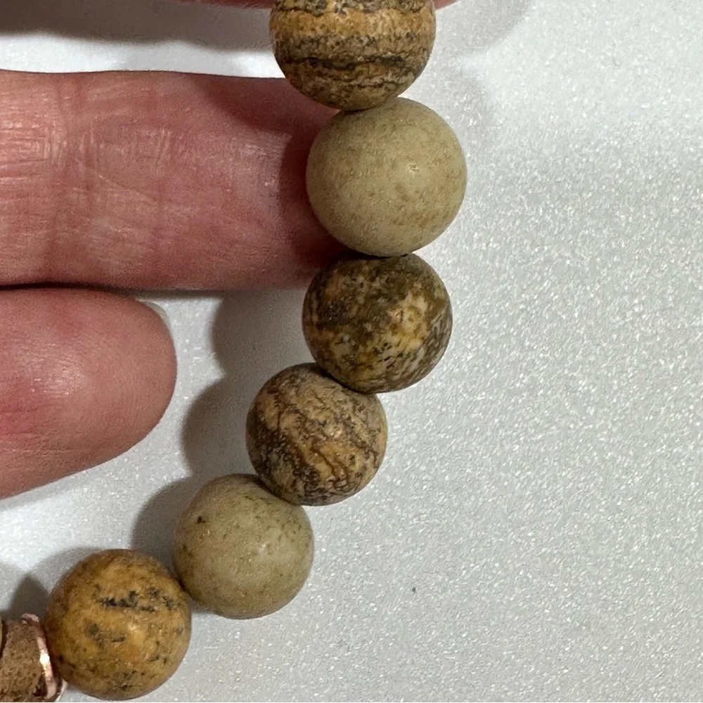 Semi-Precious Stone Beaded Faith Charm Stretch Bracelet Inspirational New Gift